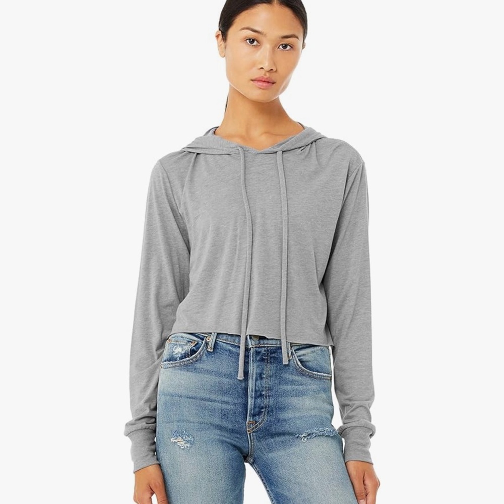 Bella + Canvas Cropped Lightweight Hoodie – Gray – Size XS NWT